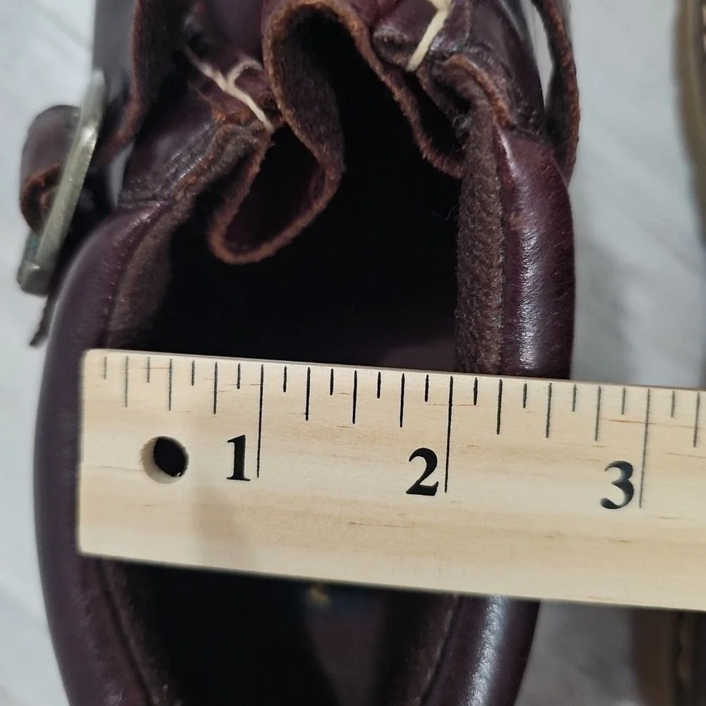 Lugz MRSL645 Men's Burgundy Brown Leather Monk Strap Moc Toe Loafers Size 12 Y2K